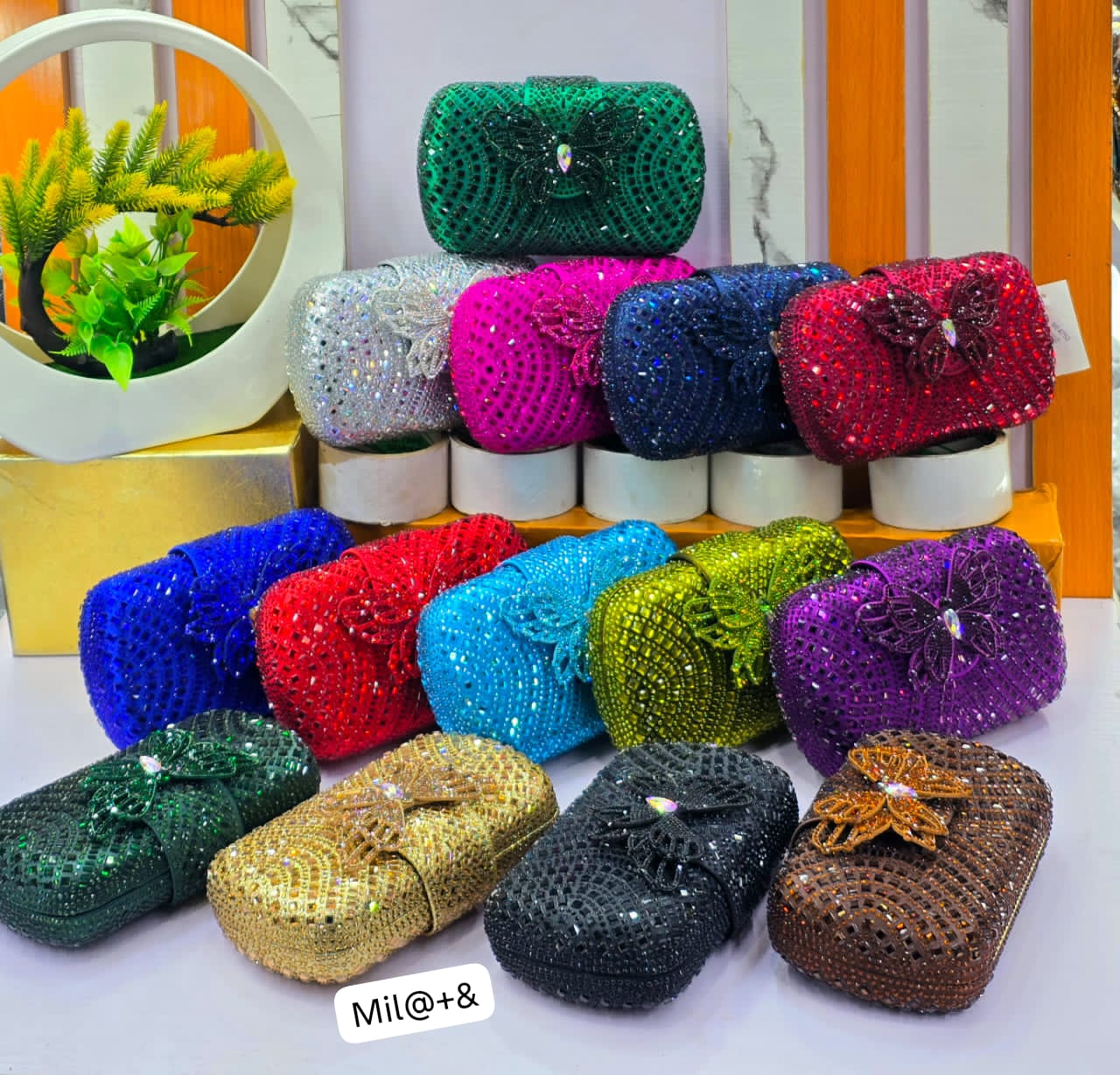 Aura Butterfly Full-Crystal Evening Clutch Bag - Image 2