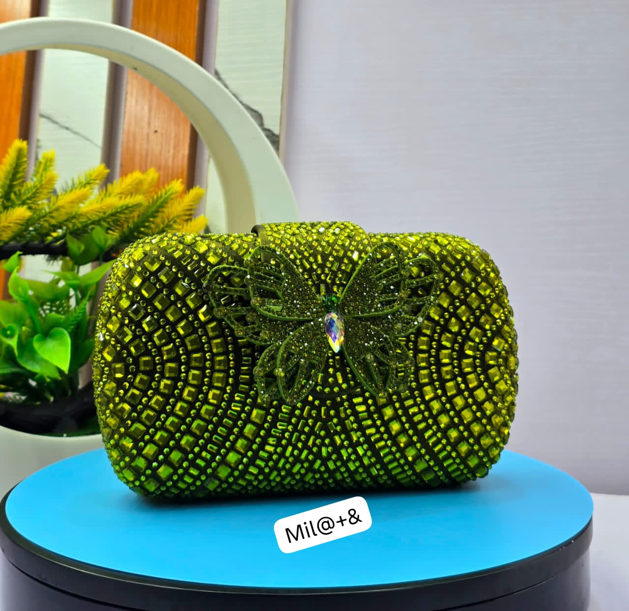 Aura Butterfly Full-Crystal Evening Clutch Bag