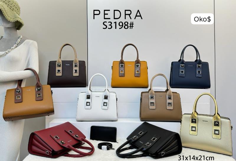 PEDRA Premium Faux Leather Handbag Set with Matching Wallet