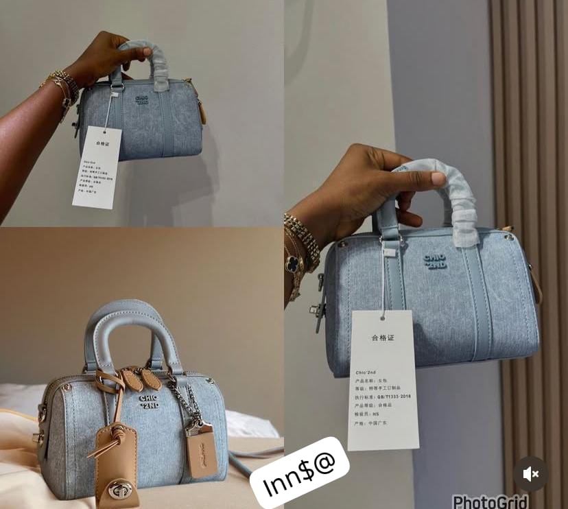 Chic '2nd Denim Accent Mini Boston Bag