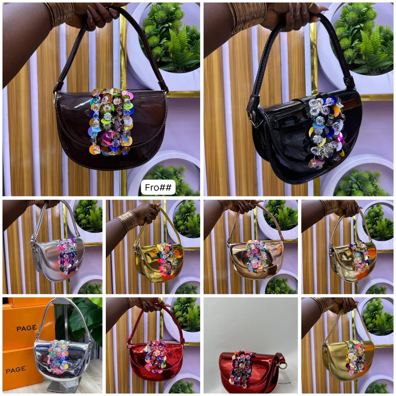 Aura Sequin Shimmer Demi-Lune Shoulder Bag