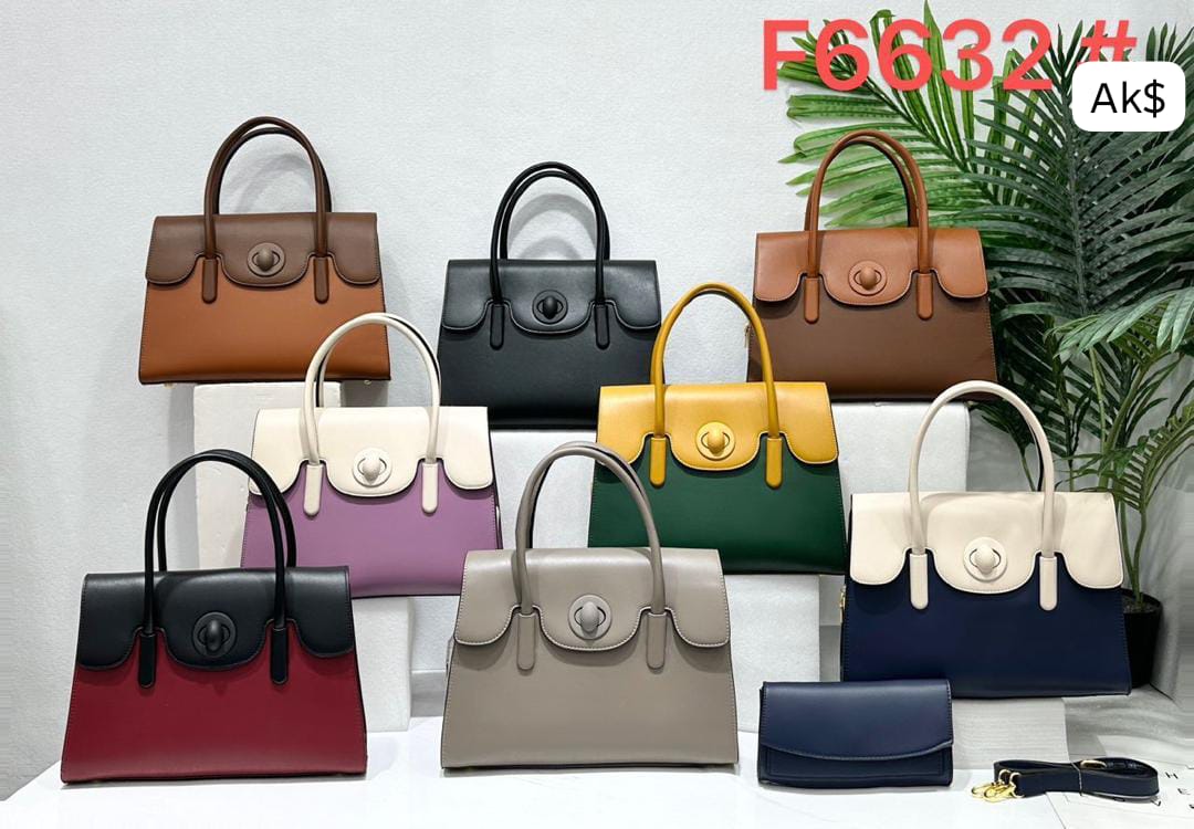 Luxury Dual-Tone Top-Handle Handbag and Wallet Set - Image 2