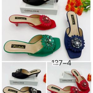 VAIDADA Curved Toe Floral Cap Dress Shoes
