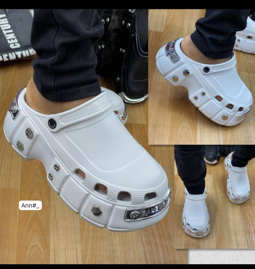 Chunky High-Sole Slip-On Mules with Metallic Stud Accents - Image 2