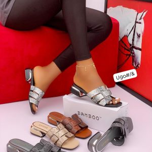 BAMBOO Shimmering Cut-Out Slip-On Party Sandals