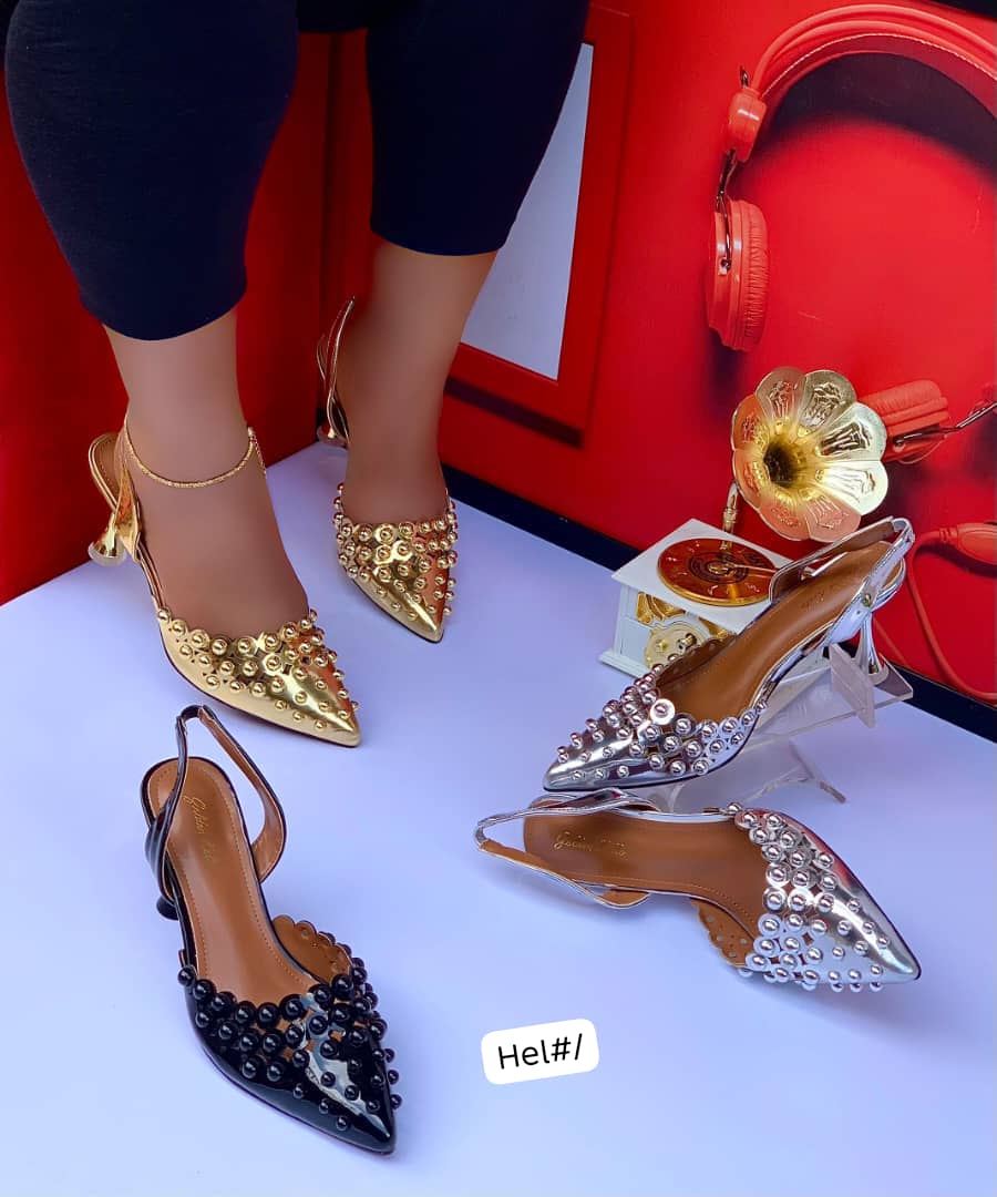 Luxury Studded Pointed-Toe Slingback Pumps - Image 2