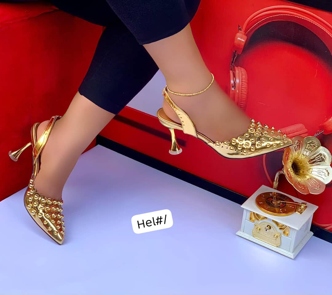 Luxury Studded Pointed-Toe Slingback Pumps