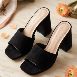 Women's Chic Satin Accent Block Heel Sandals with Square Toe