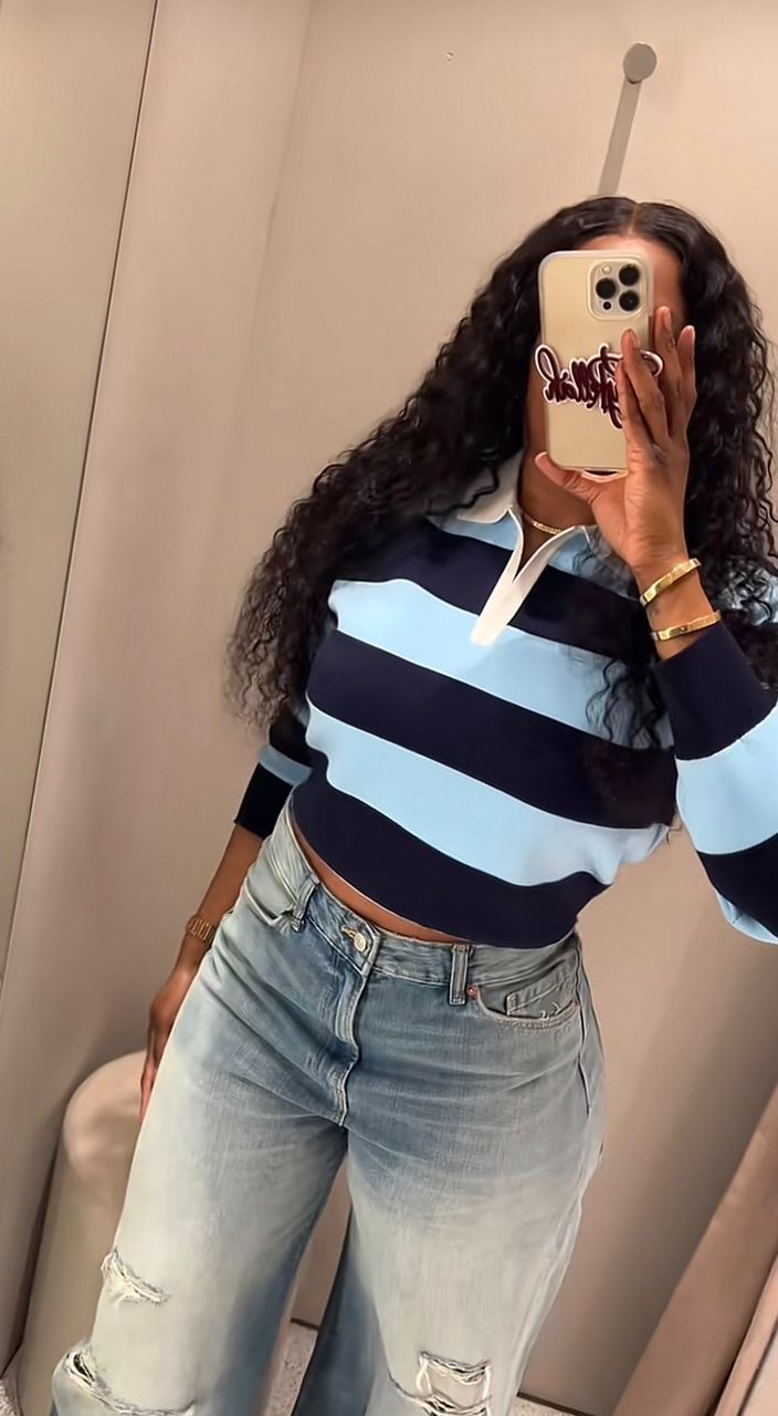 Women's Retro Striped Knit Polo Sweater - Image 7