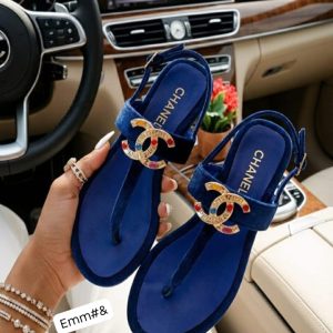 Chanel Women's Velvet T-Strap Slingback Sandals