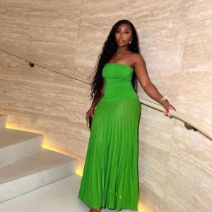 Women’s Premium Ribbed Pleated Tube Maxi Dress (Copy)