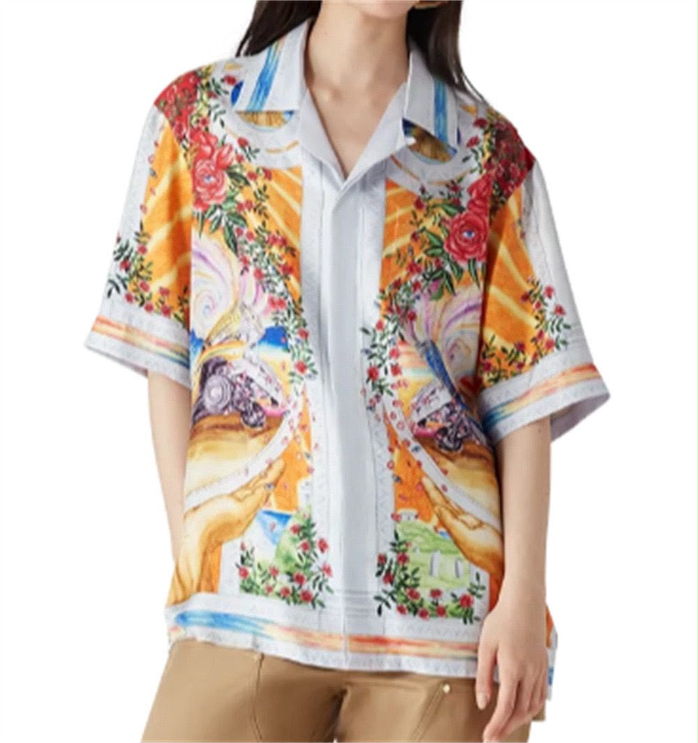 Unisex Premium Silk-Blend Graphic Button-Down Shirt - Image 5