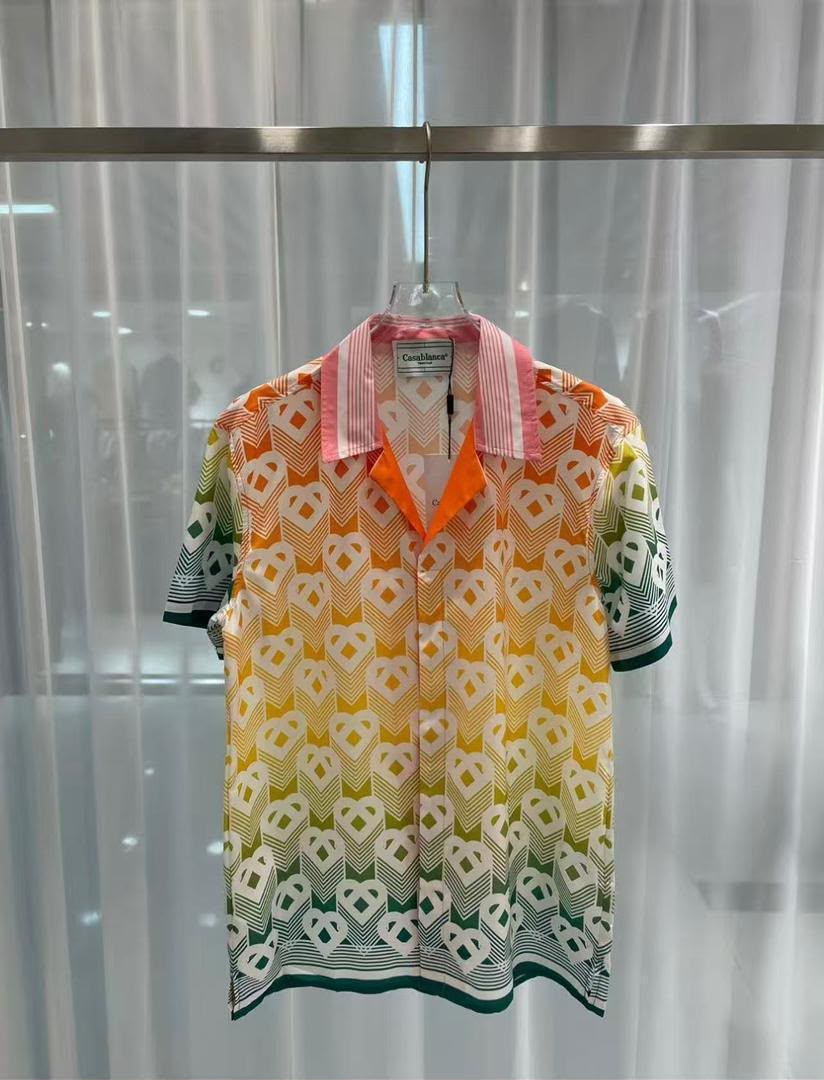 Luxury Unisex Ombré Monogram Silk-Blend Resort Shirt