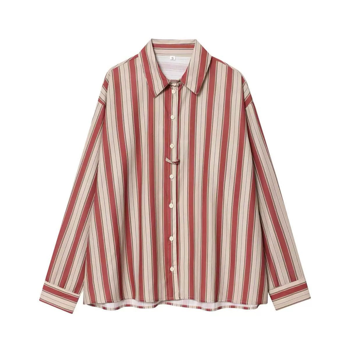 Women’s Vintage Oversized Striped Button-Down Shirt