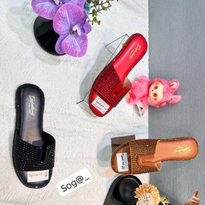 Rhinestone Mosaic Curved Toe Slippers