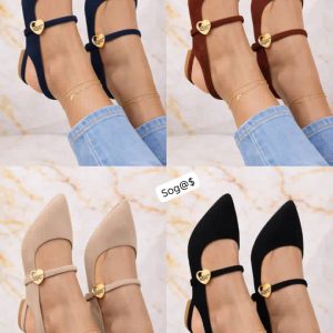 Elegant Faux-Suede Shoes with Gold Heart Charm Accent