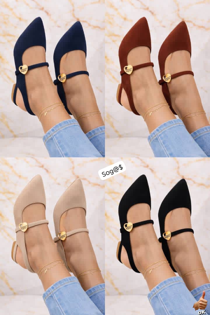 Elegant Faux-Suede Shoes with Gold Heart Charm Accent