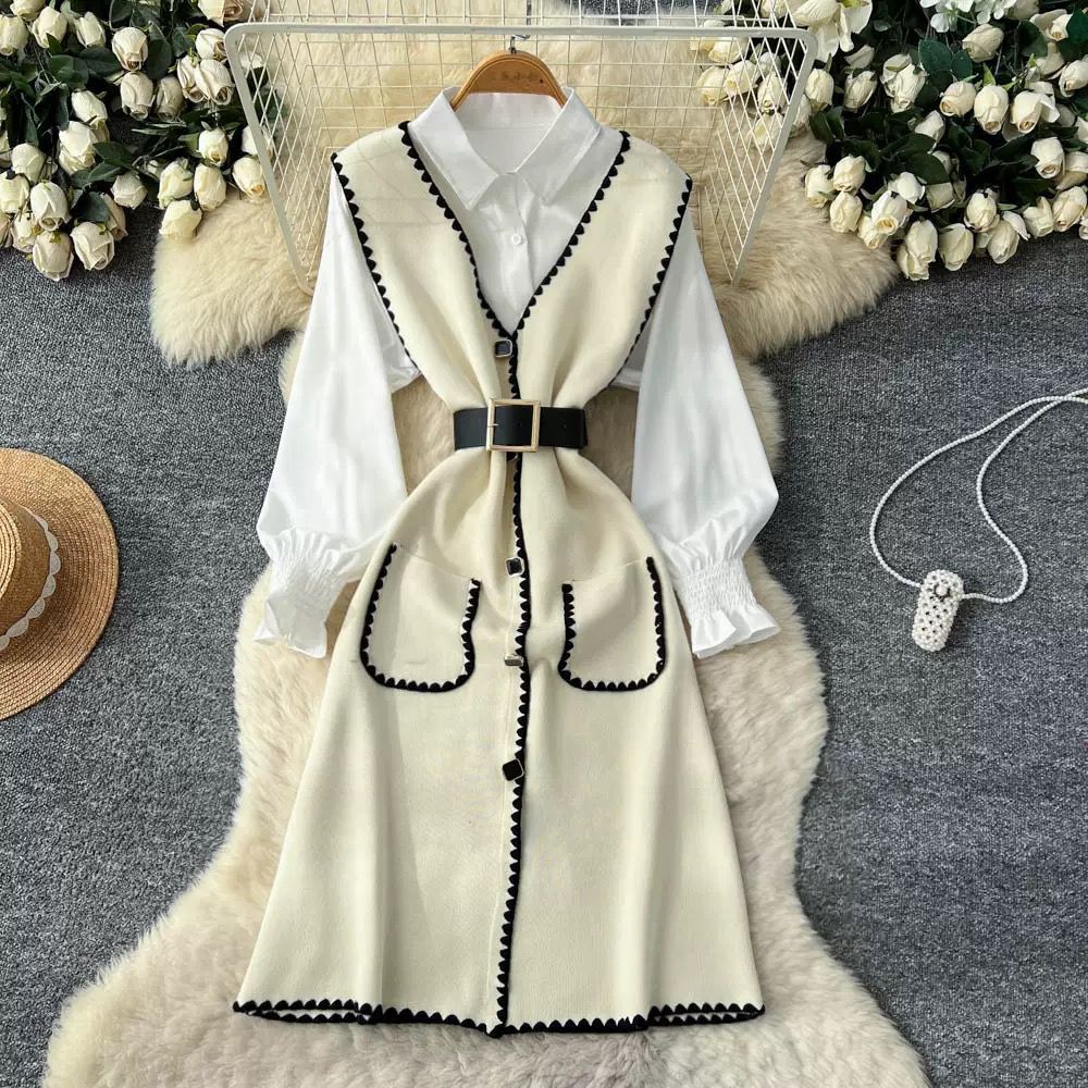 Women’s Scallop-Trim Knit Vest Dress Set - Image 5