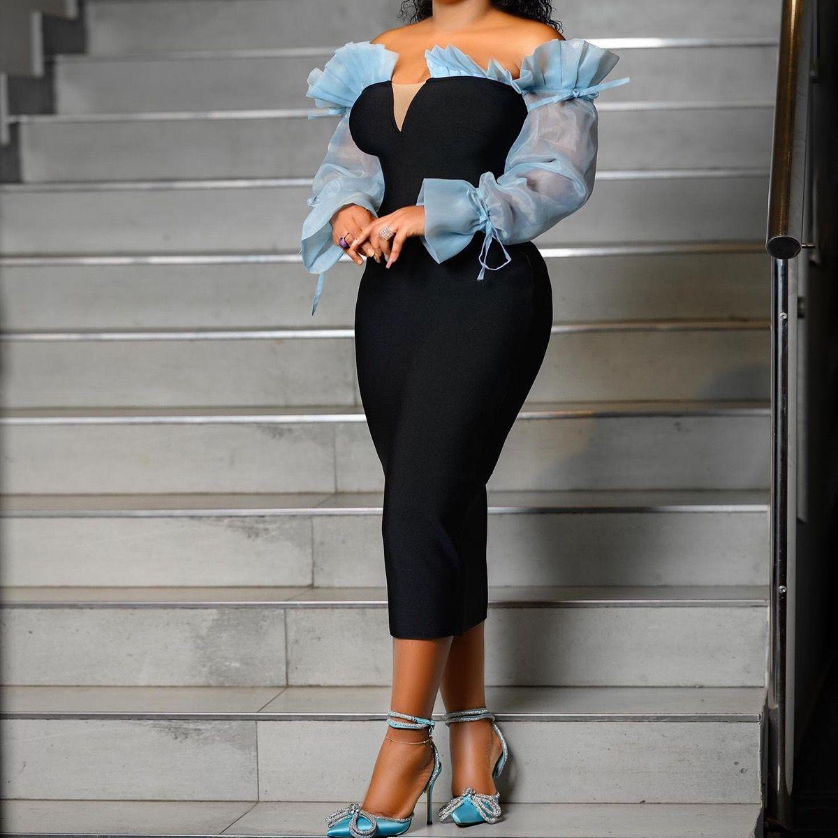 Women's Elegant Off-Shoulder Bandage Midi Dress