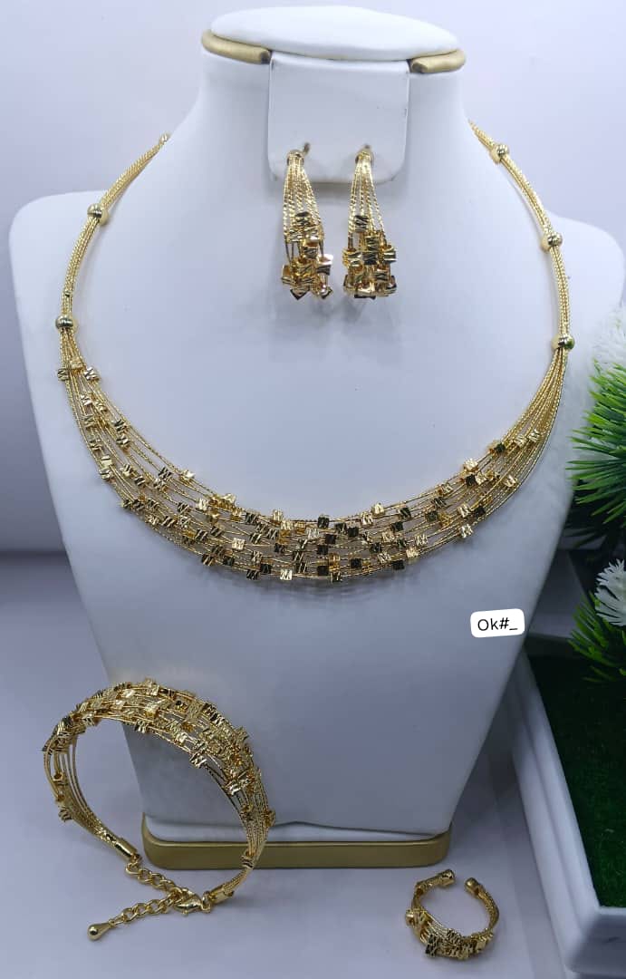 Premium Gold Accent Multi-Strand Mesh Jewelry Set