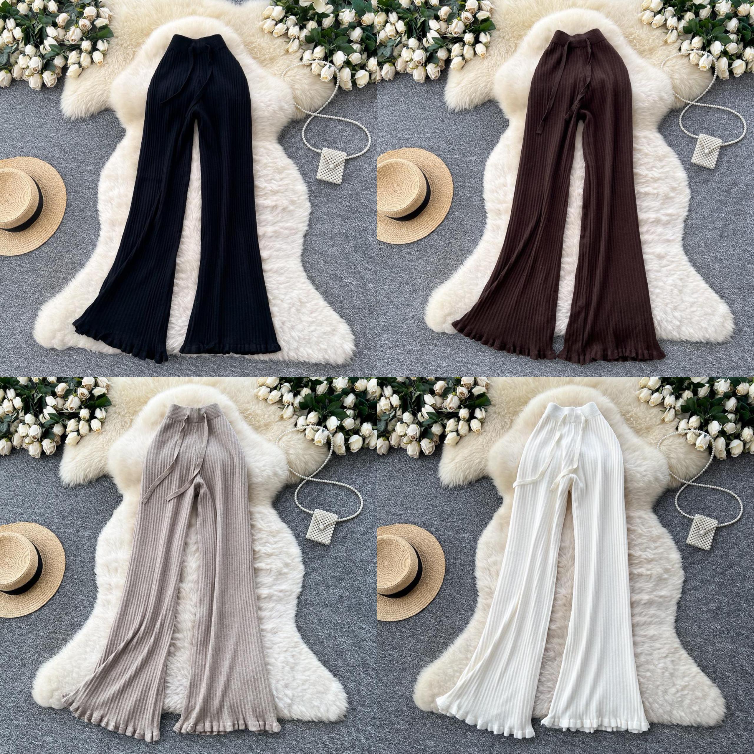 High-Waist Ribbed Knit Wide-Leg Lounge Pants - Image 8