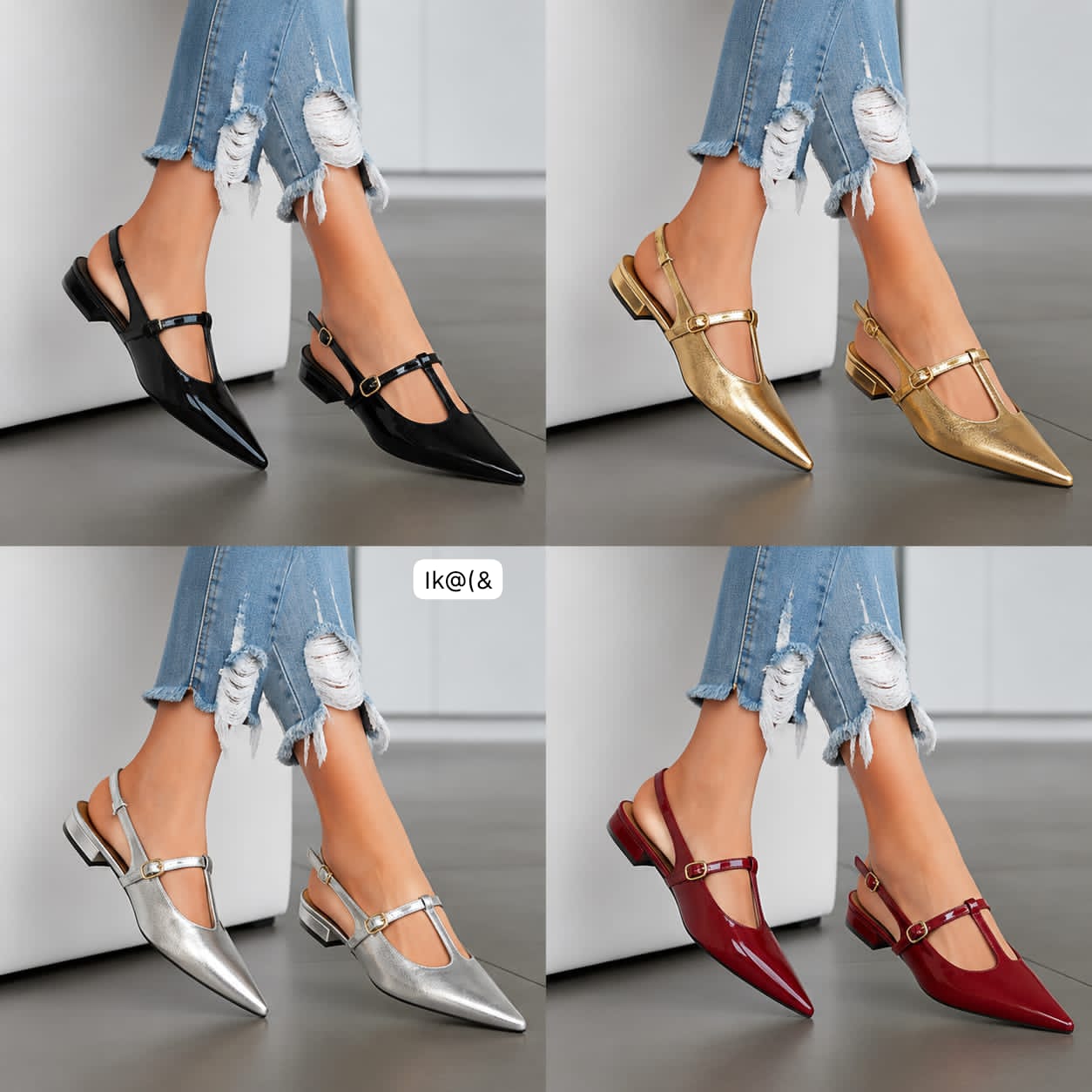 Women's Metallic Pointed-Toes Flats Sandals