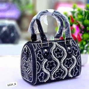 Luxury Fully Encrusted Rhinestone Barrel Satchel