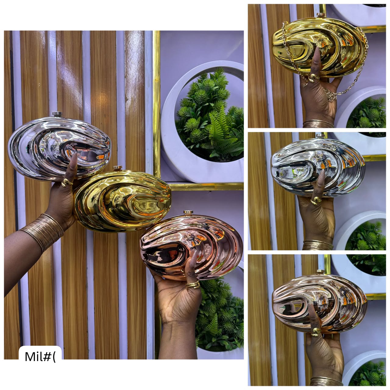 Luxury Abstract Liquid Metallic Evening Clutch