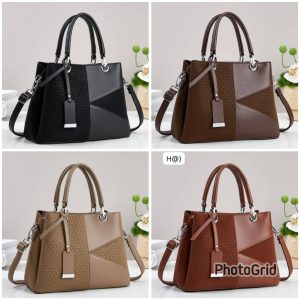 Premium Geometric Color-Block Top-Handle Satchel
