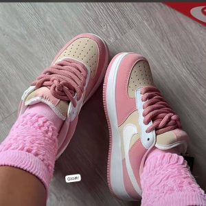 Nike Air Force 1 Low Inspired Pink & Sand Sneakers
