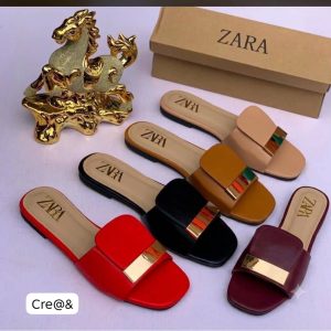 Minimalist Smooth Square-Toe Leather Mules with Polished Gold Accent