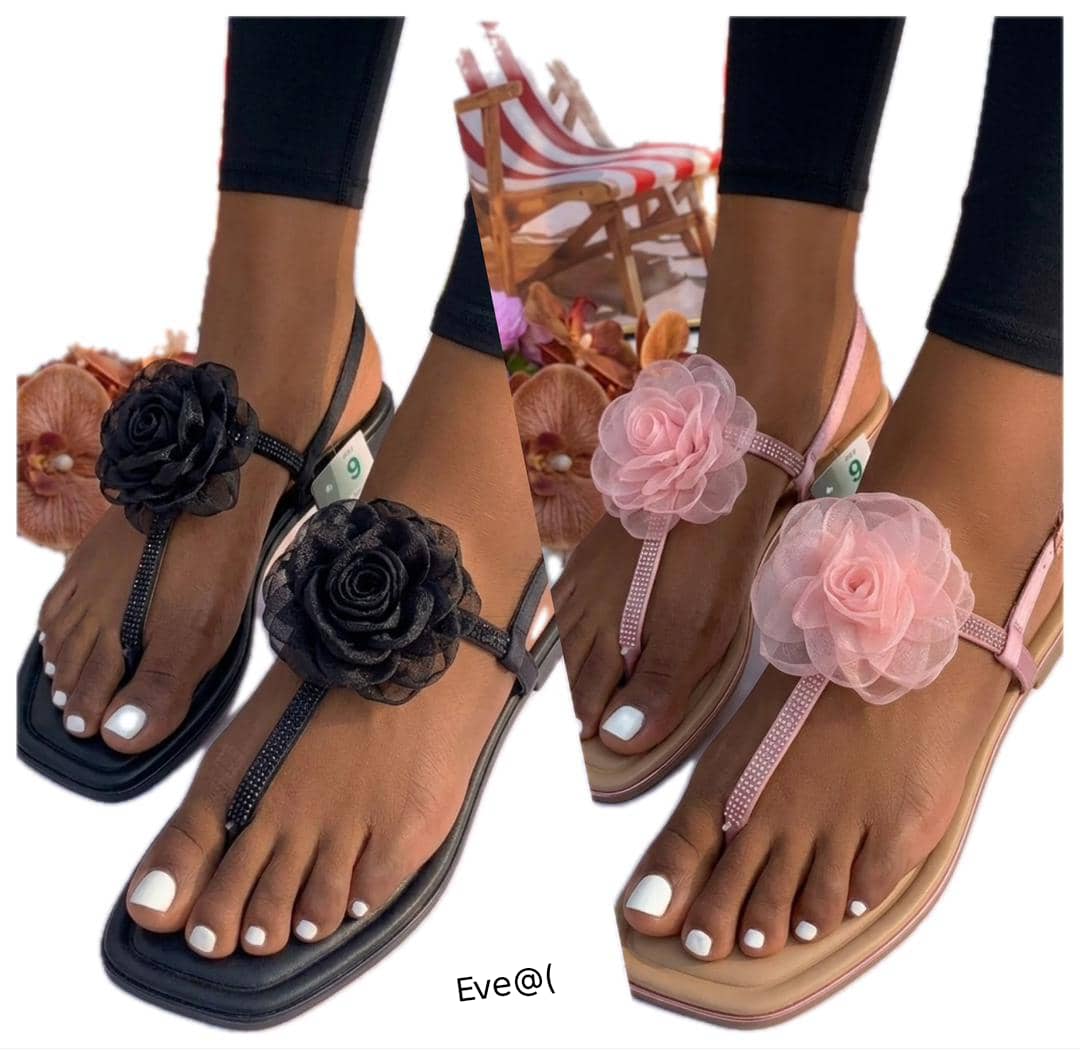 Glittering T-Strap Slingback Flat Sandal - Image 2