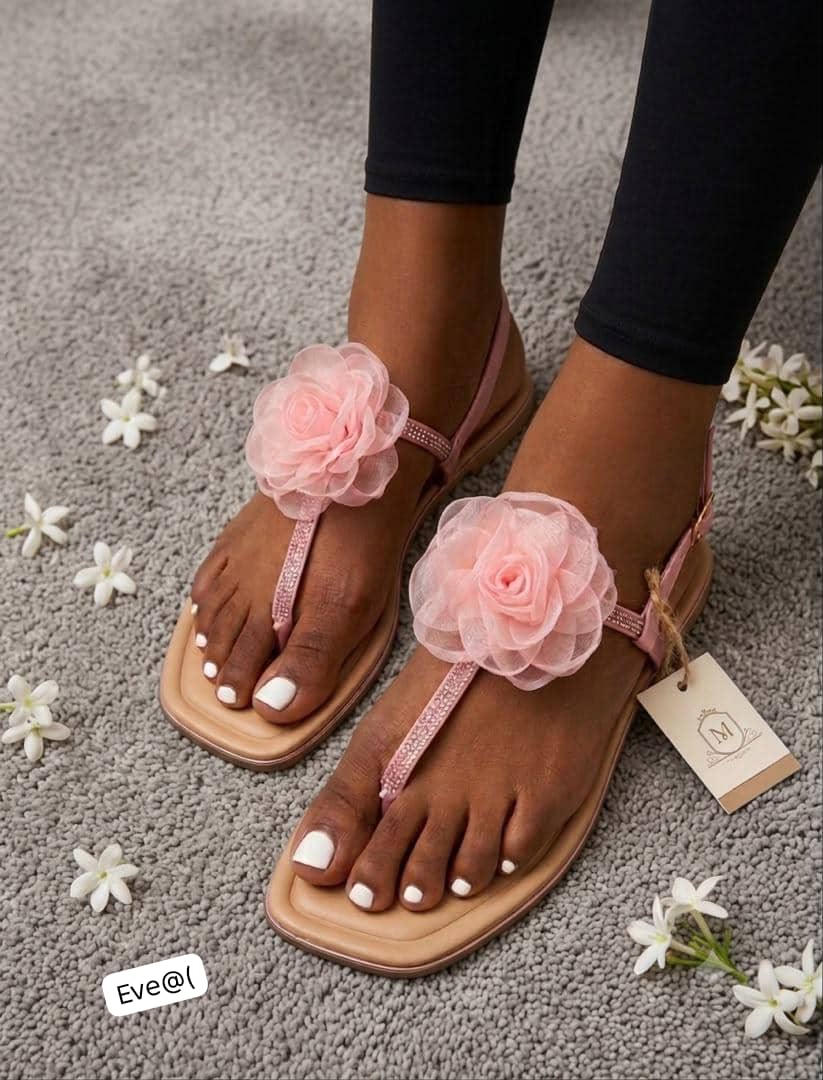 Glittering T-Strap Slingback Flat Sandal