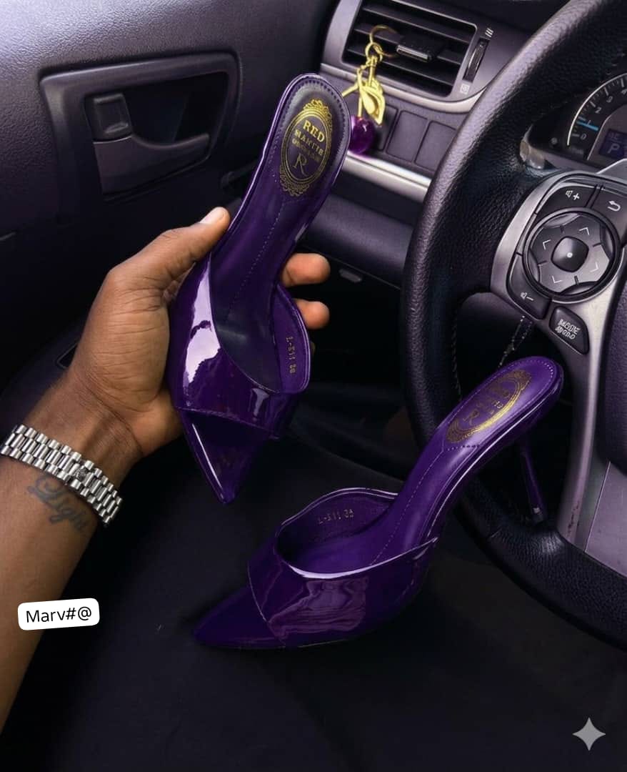 Elegant Glossy Pointed-Toe Slip-On High Heels