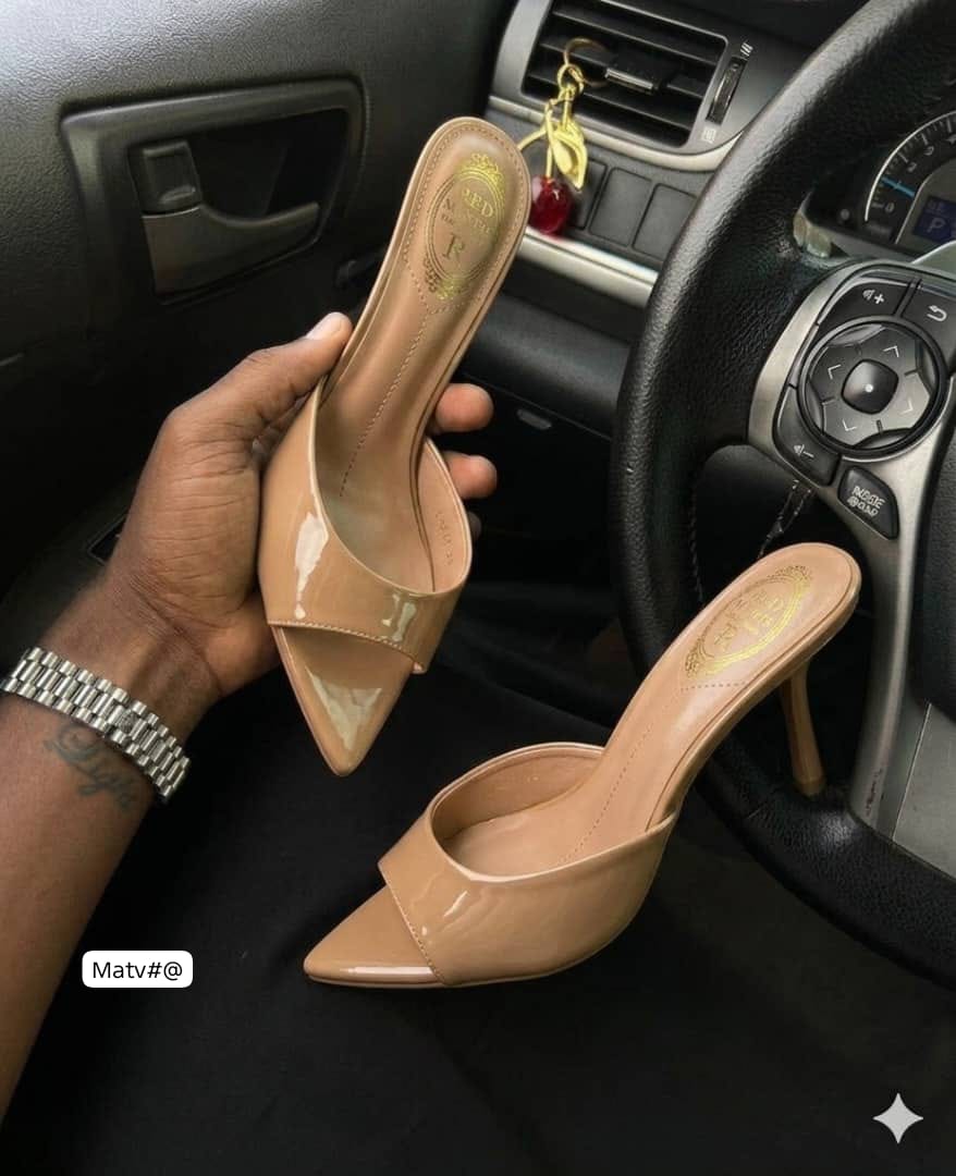 Elegant Glossy Pointed-Toe Slip-On High Heels - Image 2