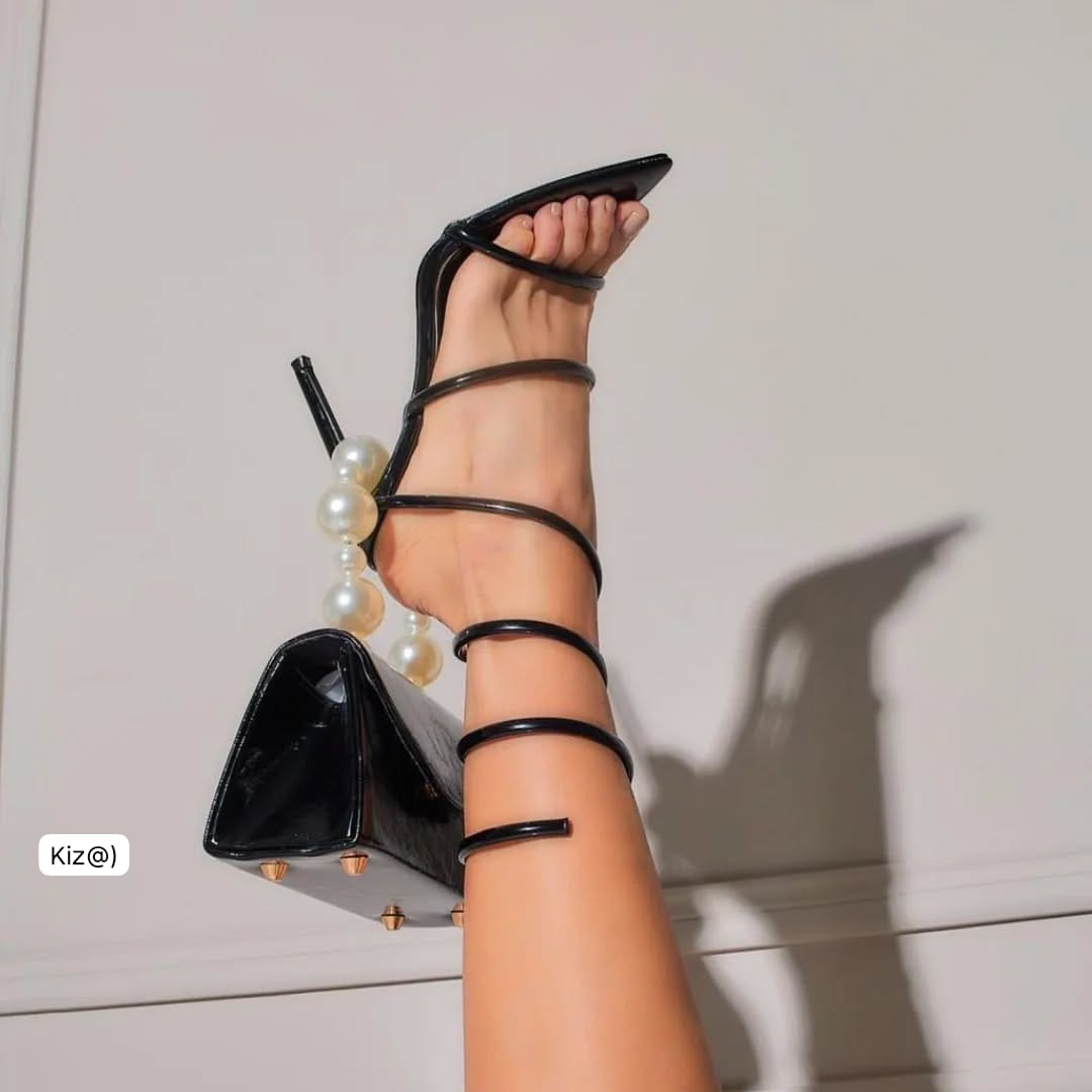 Glamorous Open-Toe High Heels with Wraparound Straps