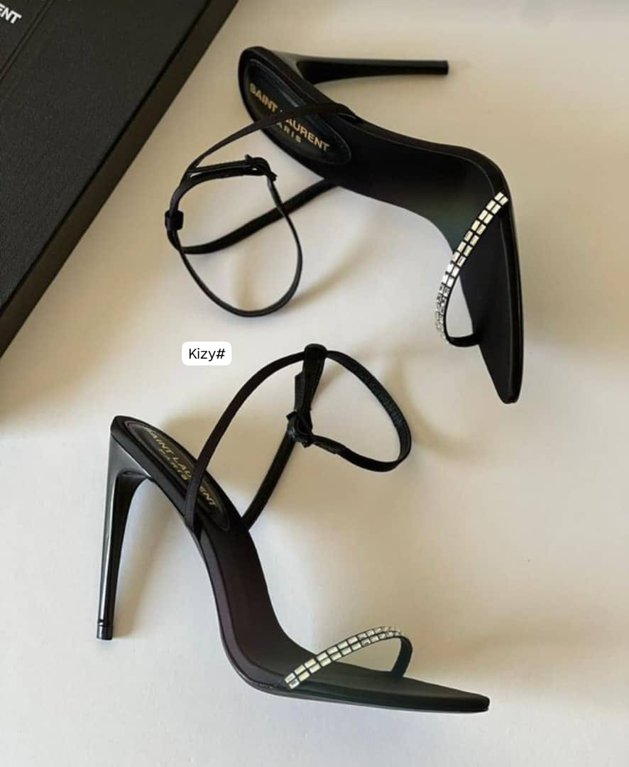Saint Laurent Crystal-Embellished Strappy Stiletto Sandals