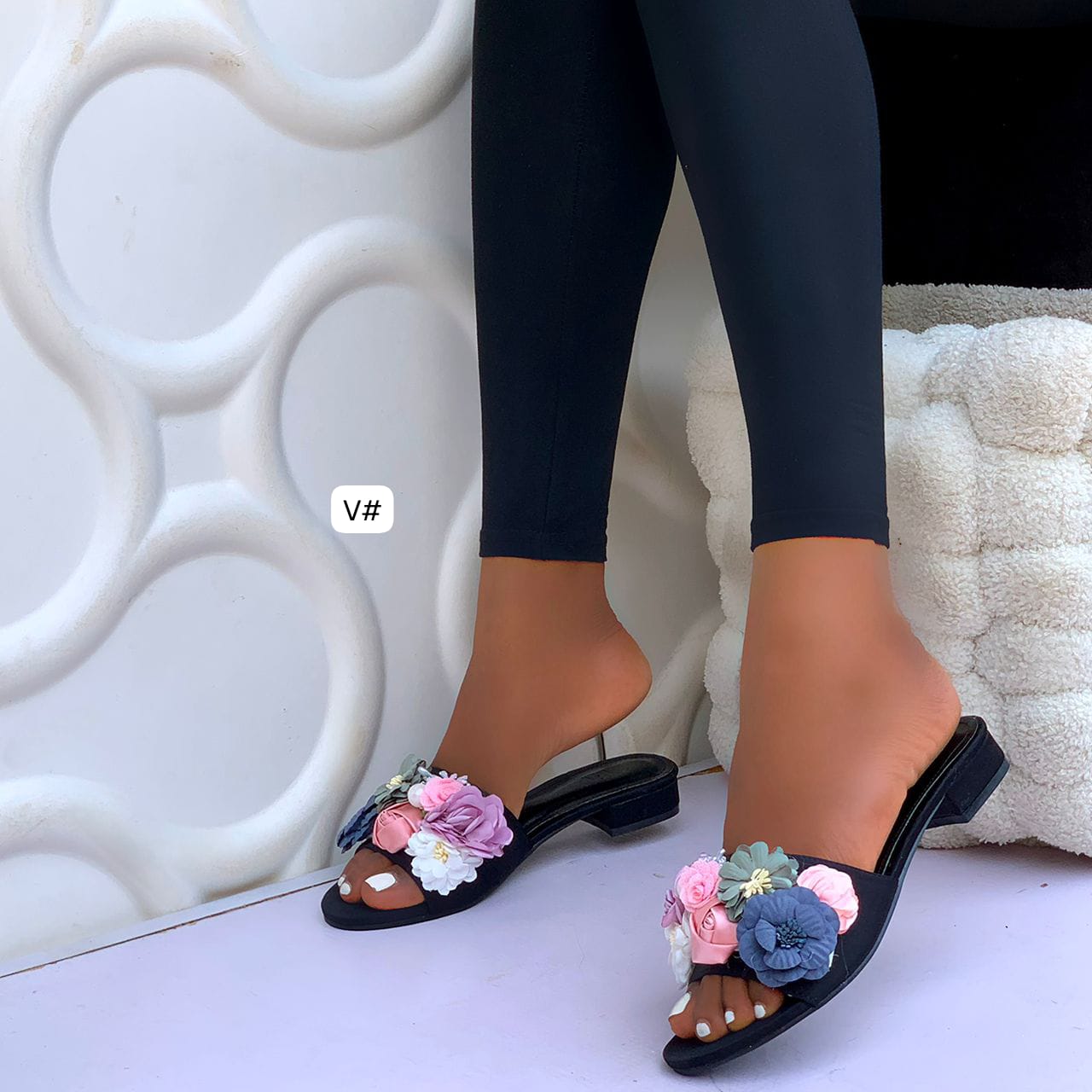 Women's Romantic Floral-Applique Slide Sandals
