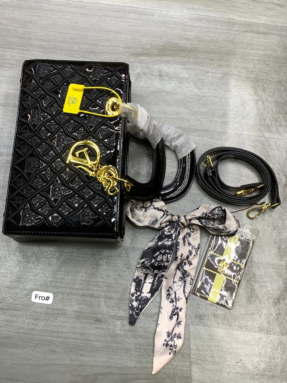DIOR Luxury Boxy Handbag with Signature Gold Letter Charms - Image 4