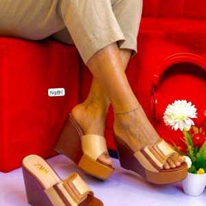Zara Women's Metallic Block-Wedge Sandals