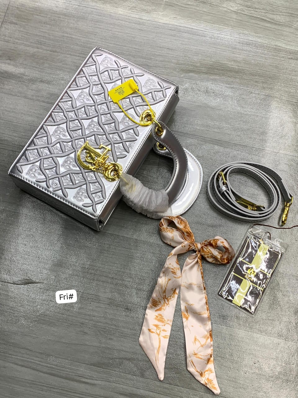 DIOR Luxury Boxy Handbag with Signature Gold Letter Charms - Image 3