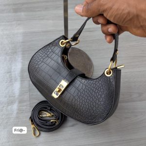 Premium Croc-Embossed Crescent Hobo Bag