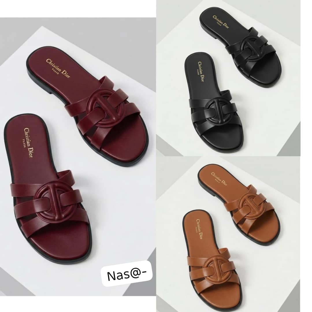 Christian Dior Minimalist Interlocking Leather Slide Sandals