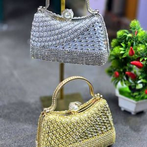 Premium Crystal Lattice Evening Clutch