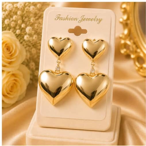 Luxury High-Shine Puffy Hearts Studs for Women