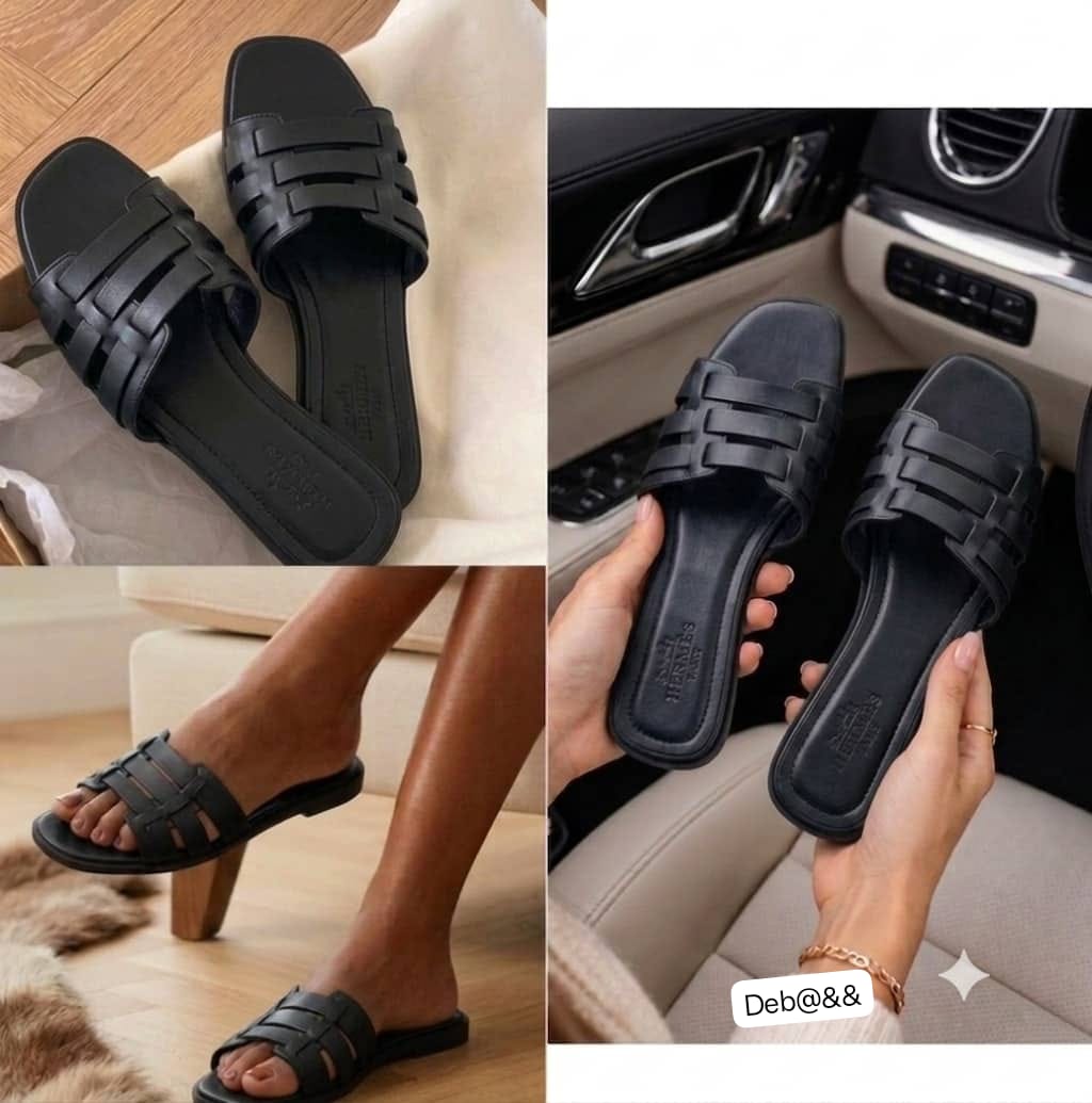 Hermès Paris Leather Aloha Cage Slippers - Image 2