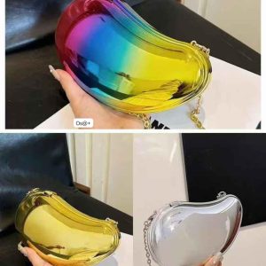 Premium Metallic Bean-Shaped Hard-Shell Clutch