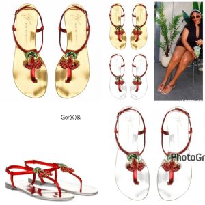 Giuseppe Zanotti Cherry Crystal Embellished Flat Sandals
