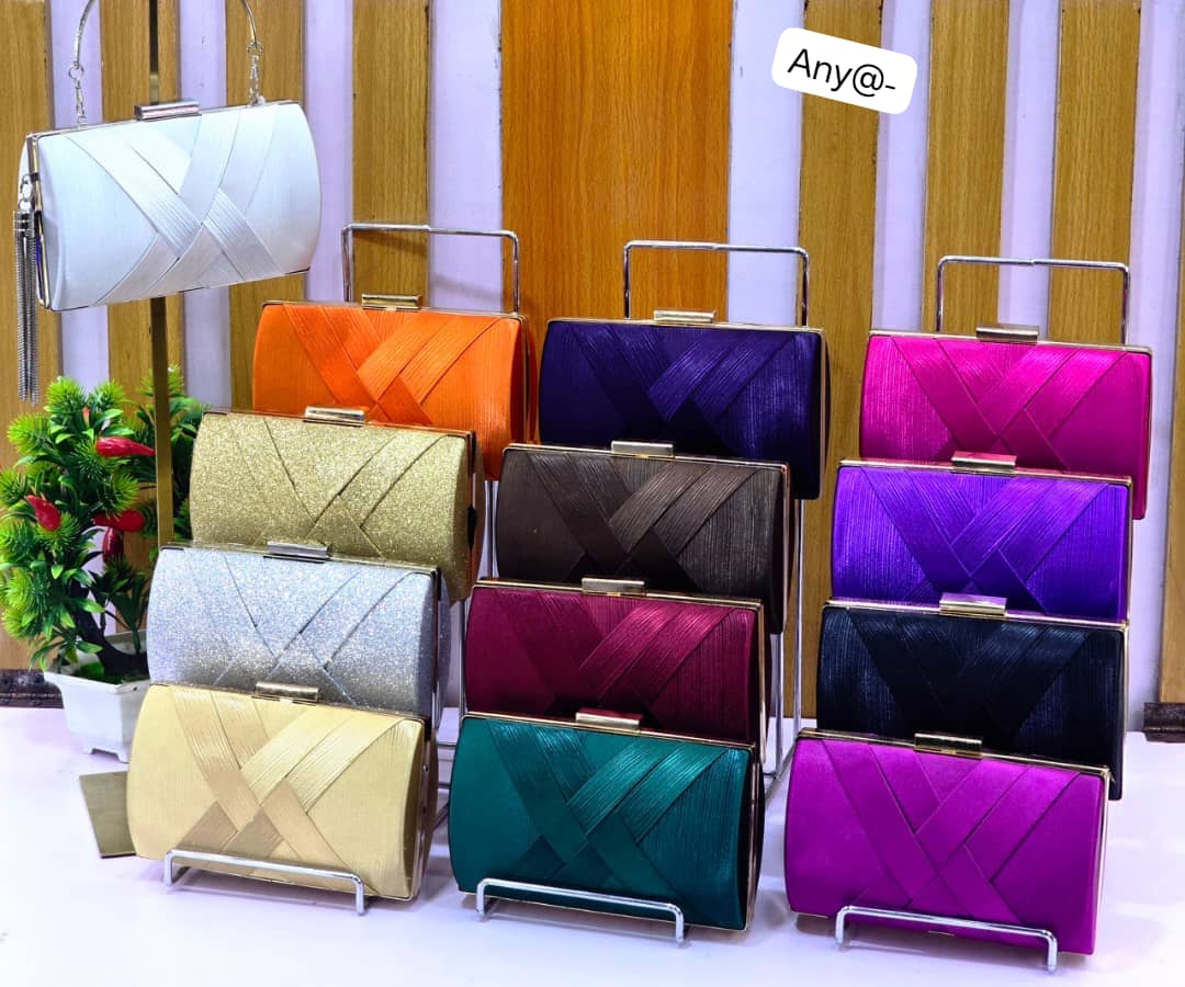 Premium Criss-Cross Satin Evening Clutch Bag