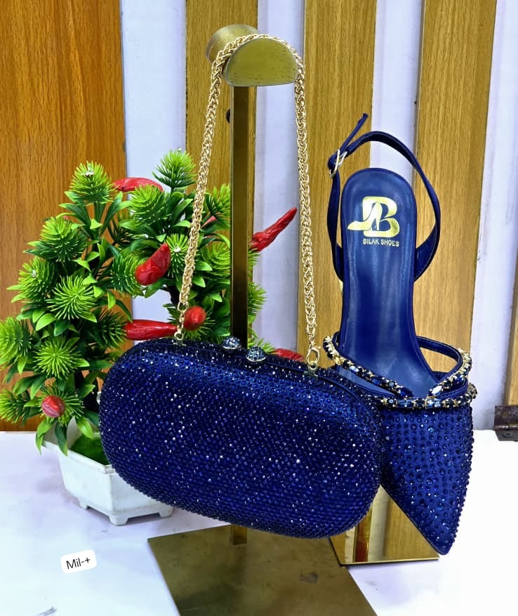 Bilal Shoes Premium Crystal Evening Set